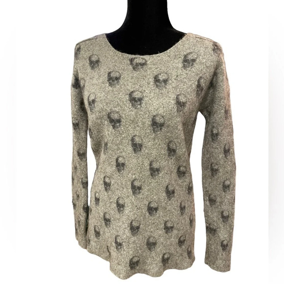 Skull Cashmere Wool Yak Hair CASHMERE WITH SKULL DESIGN Sweater Open Back Small - Picture 8 of 8